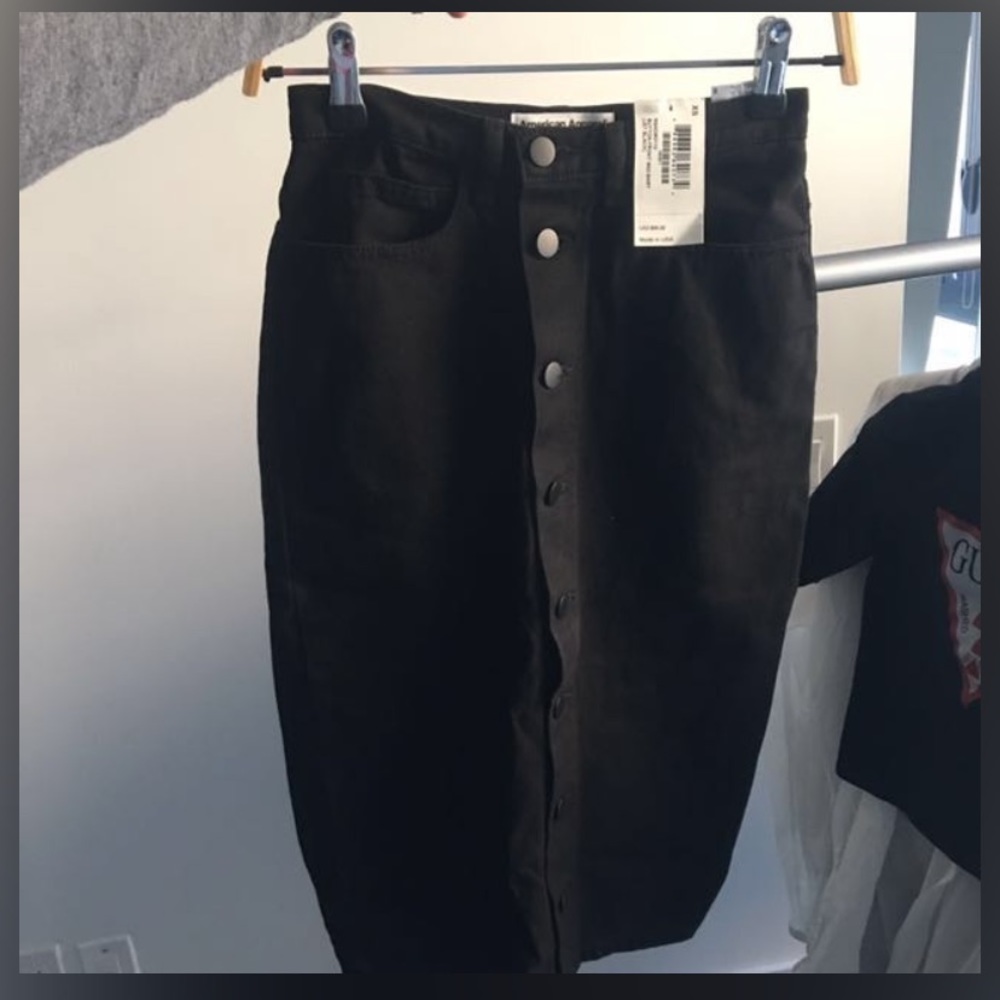 American Apparel denim midi button pencil skirt